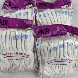 Just For Little Feet Socks 4-6packs 0-6 Months, Baby Made in USA-24 Socks- NEW